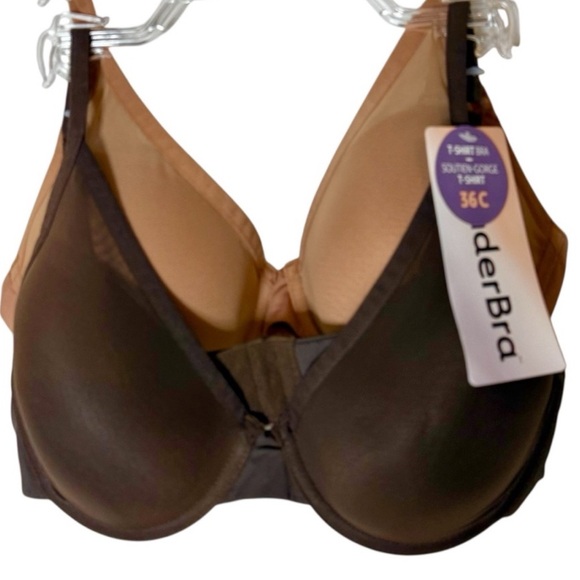 Wonderbra Other - WONDERBRA New 2 Pack T-Shirt Bra Underwire Padded Adjustable Strap Brown Tan 36C